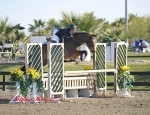 Nick Haness and Cristiano sail over a jump on course.