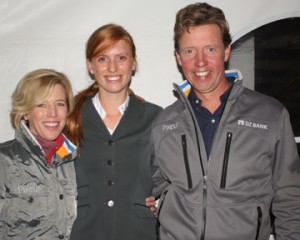 Saer Coulter flanked by her two trainers, Meredith Michaels-Beerbaum and Markus Beerbaum.