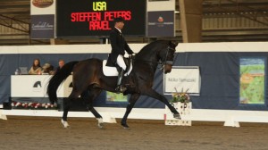 Steffen Peters and Ravel do an extented trot.