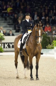 Shawna Harding and Come On III at attention on the centerline.