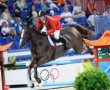 McLain Ward and Sapphire in the colorful 2008 Olympic show jumping ring.