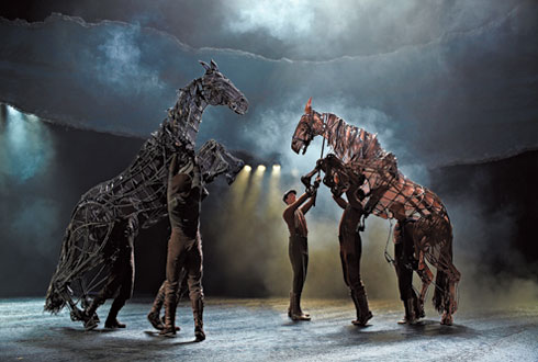 The "War Horse" puppets are 10-feet long, 8-feet tall and have 20 major joints.