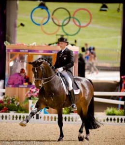 Steffen Peters and Ravel ride extended trot.