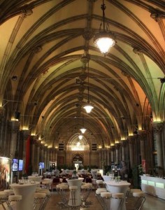 Soaring arches inside the Rathaus, Vienna.