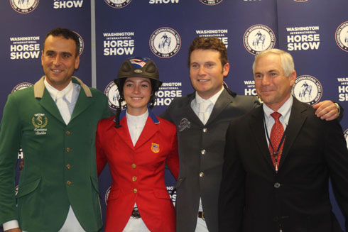 Three winners and course designer pose at the WIHS