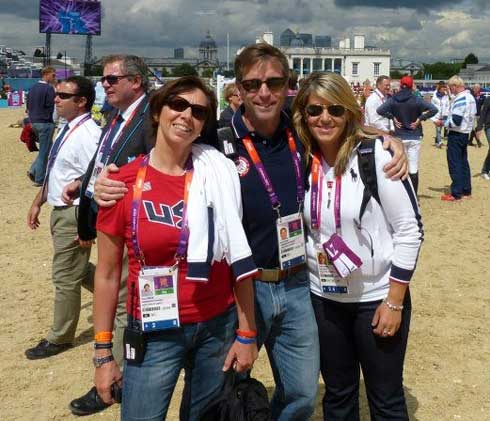 Joanie Morris (right) with the USEF's eventing chef d'mission Fiona Tibone and executive director of sport programs Jim Wolf at the 2012 Olympics in London.