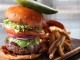 Gourmet burger and fries.