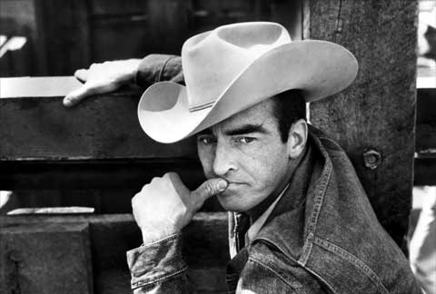 Monty Clift shows range in this closeup of him in a cowboy hat from The Misfits.