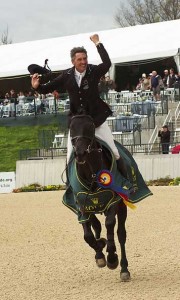 Andrew Nicholson fist-pumps in victory after winning his first Rolex.