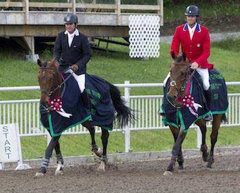 Riders celebrate their three-day event victories at Bromont.