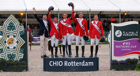 Team Germany at the winner's podium.