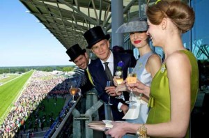 Top-hatted men and bejeweled women: the beautiful people gather in the Royal Circle at Ascot.