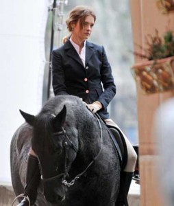 Natalia Vodianova in Hermes riding jacket and breeches.