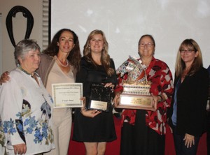 Team Fuego Amor receive the inaugural high-point dressage award at the 2011 California Andalusian Horse Association gala.