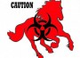 Caution sign with red horse indicating "bio hazard"