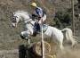 Jolie Wentworth rides her magnificent gray horse, Killian O'Connor, over a log on the cross country course at Galway Downs.