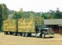 18-wheel truck hauling a full load of hay