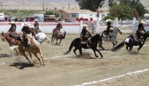 Charrería riders drill in formation.