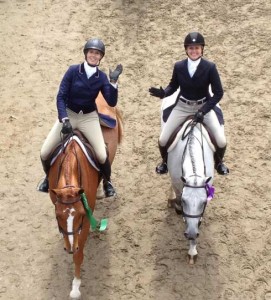 Hope Glynn (left) and Joie Gatlin on their horses, as seen from above.