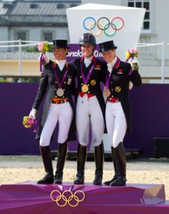 The three individual dressage medalists at the 2012 London Olympics