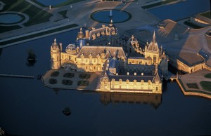 Aerial view of the main chateau at Chantilly