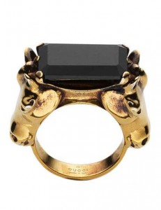 Gucci gold and jet horse head ring.