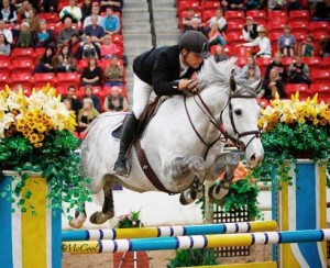 Karl Cook and Banba tackle an oxer on course at the Las Vegas National.