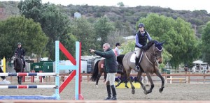 George Morris at work in the arena with students.