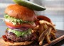 Gourmet burger and fries.