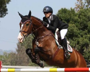 Susan Artes exhibits perfect rider form as she clears a jump on Zamiro.