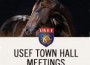 USEF Town Hall meeting with sheild and horse head.